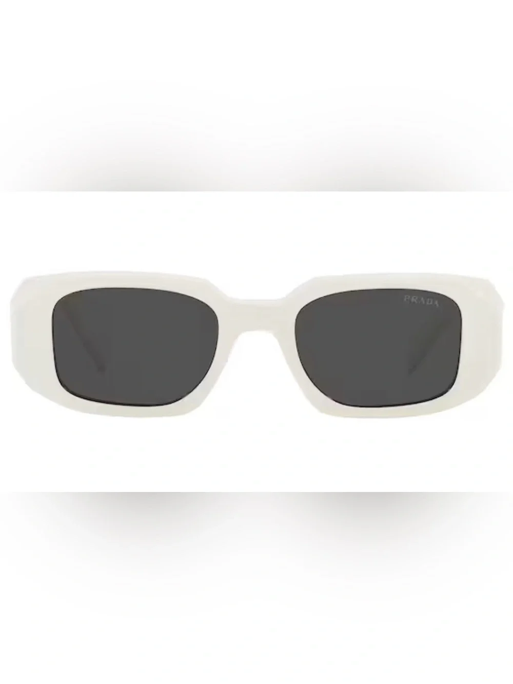 Prada Scultoreo Narrow Sunglasses in White & Dark Grey